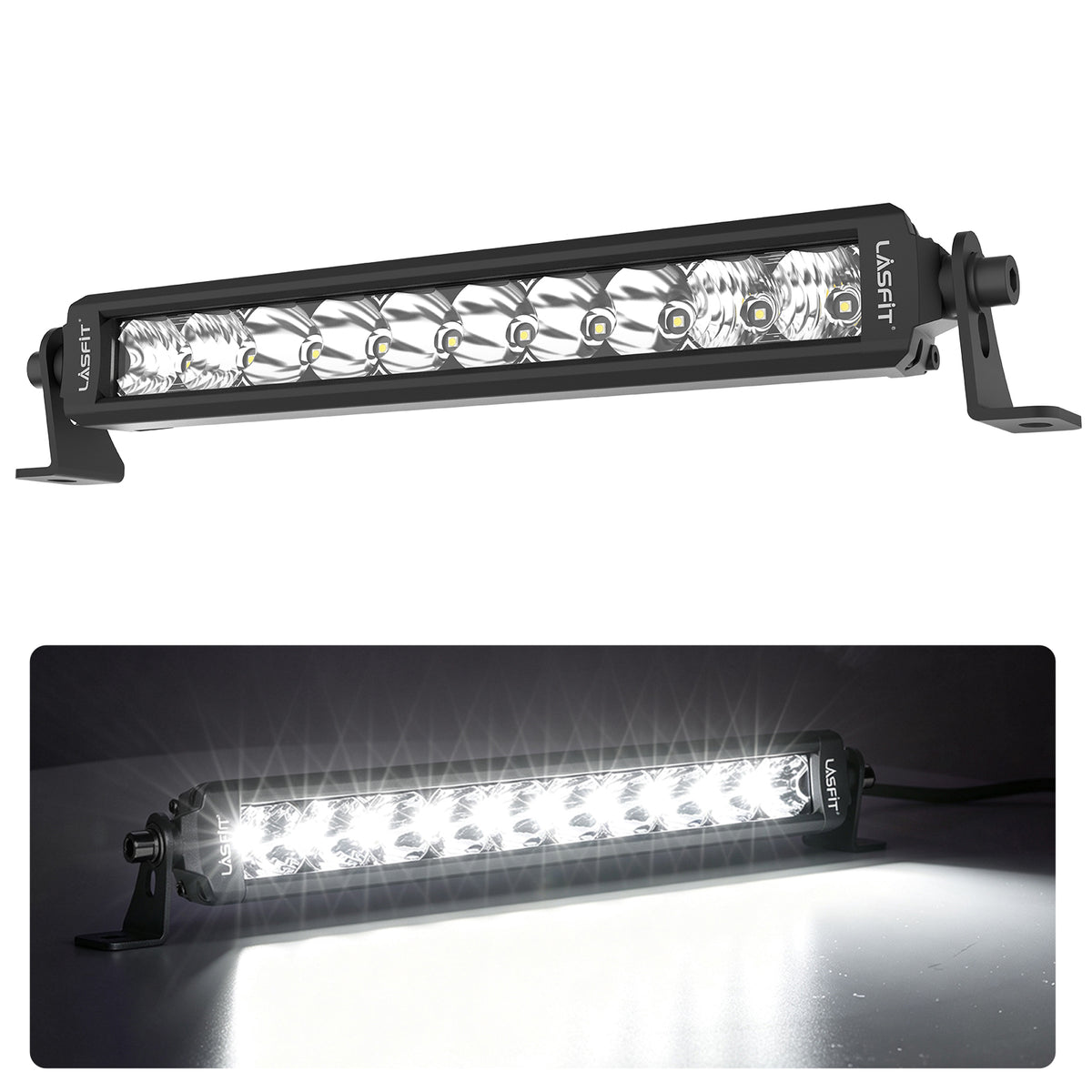 LASFIT Off-Road LED Light Bars 12 22 32 42 52 Inch Spot Flood Combo Single Row - White