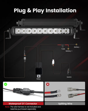 LASFIT Off-Road LED Light Bars 12 22 32 42 52 Inch Spot Flood Combo Single Row - White