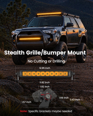 Lasfit 12"/22"/32"/42"/52" Off-Road Slim Single Row Combo Flood Spot Beam LED Amber Light Bars