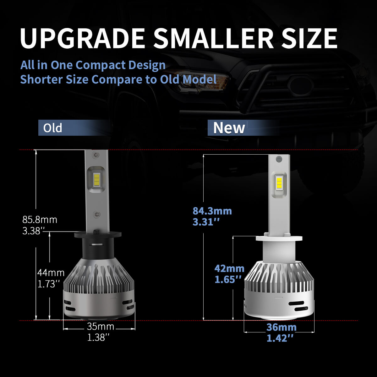 H11 H8 H9 LED Bulbs 60W 6000LM 6000K | LCair Series, All-in-One Design