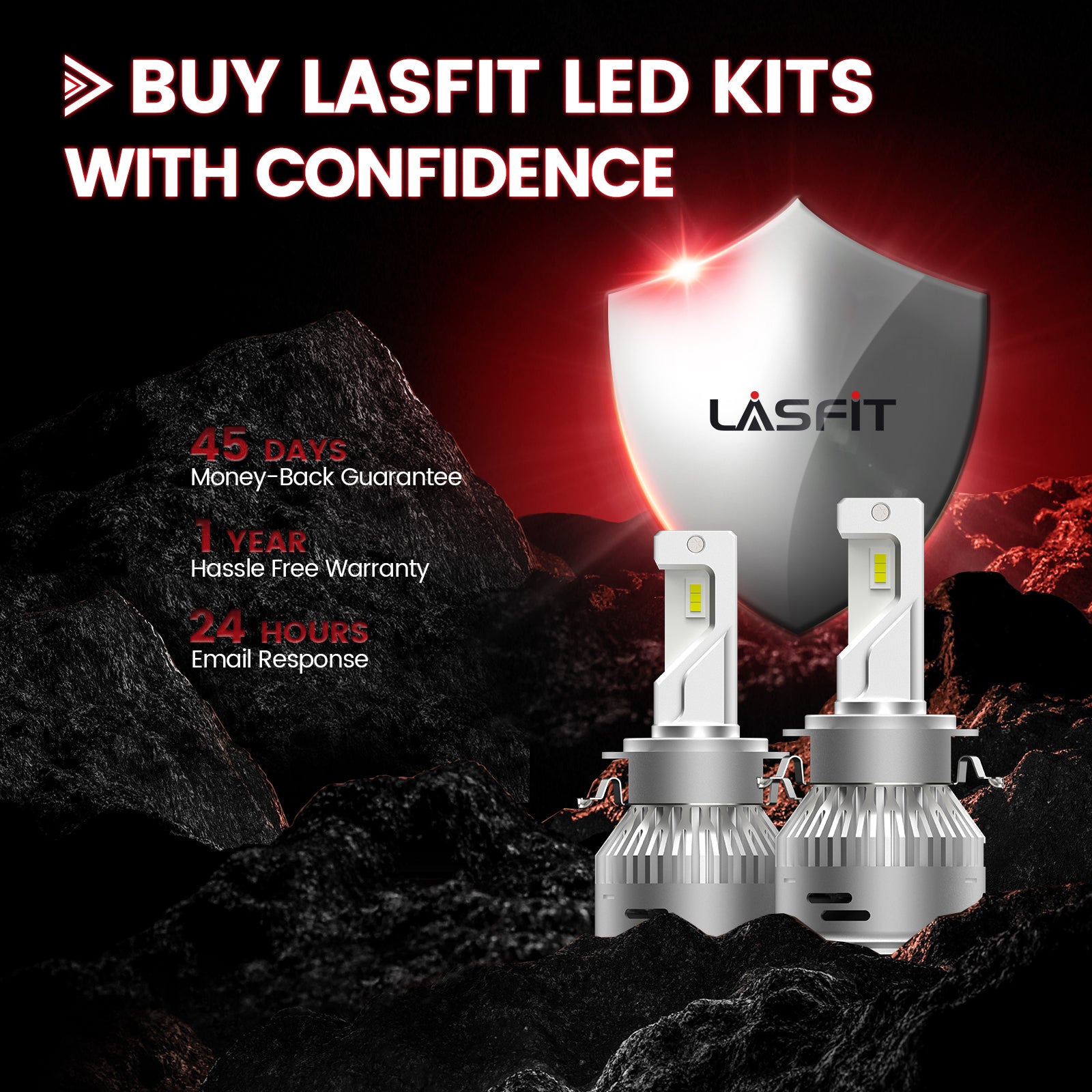 Lasfit Custom H7 LED Bulb for Mercedes-Benz Volkswagen with Retainer Adapter Plug N Play, 2Pack