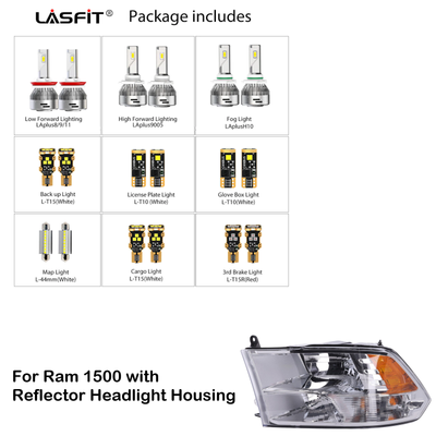 2016-2018 Ram 1500 LED Bulbs combo package for with reflector headlight