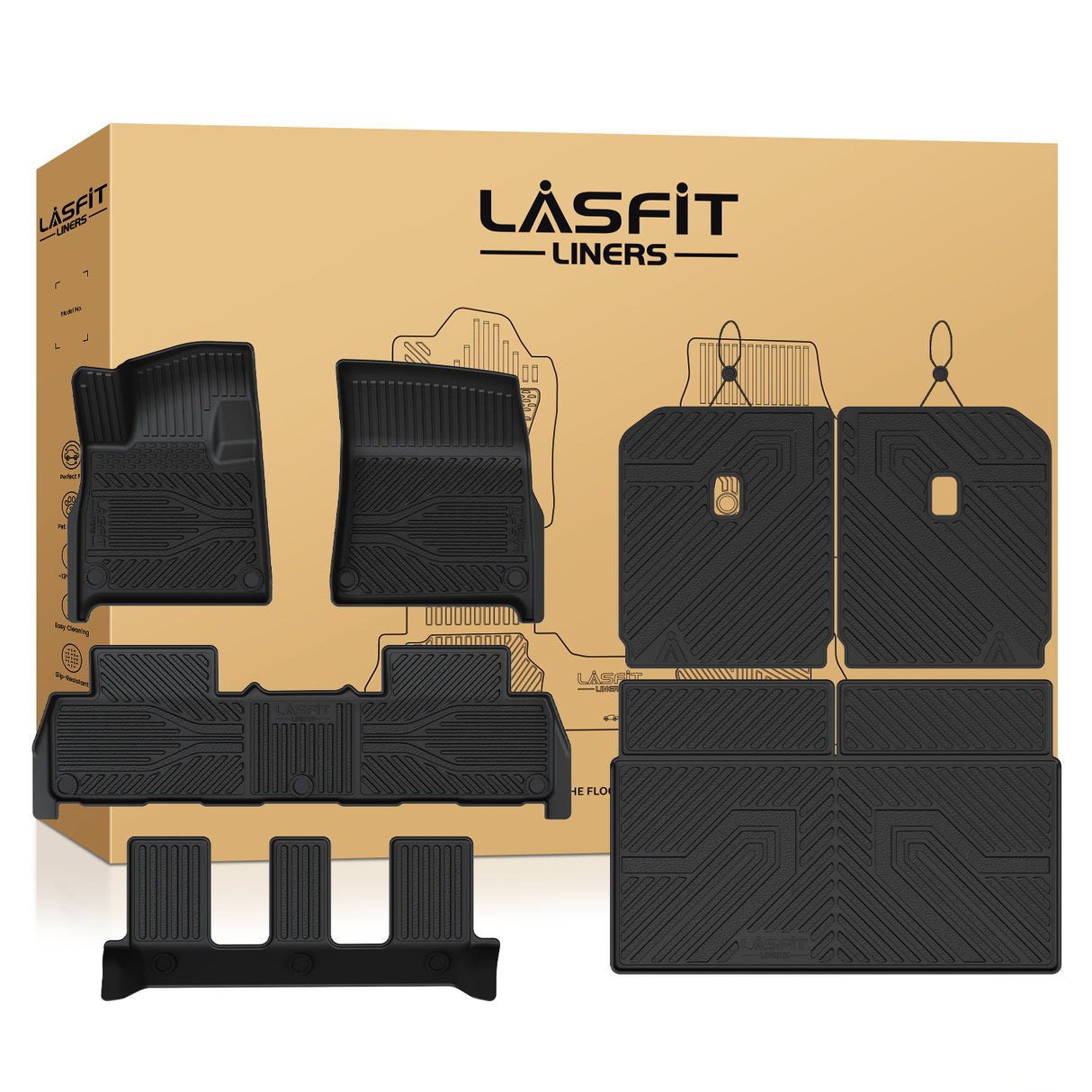 Fit for 2025-2026 Rivian R1S Floor Mats & Cargo & Seatback & Tailgate Mats