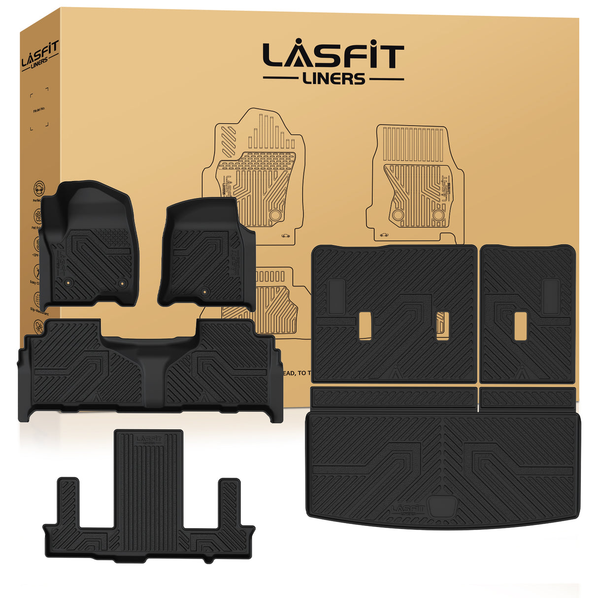 Fit for 2021-2025 Chevrolet Tahoe Floor Mats, Fit 7 Seats (2nd Row Bucket Seats) Only, Not Fit 8 / 9 seats
