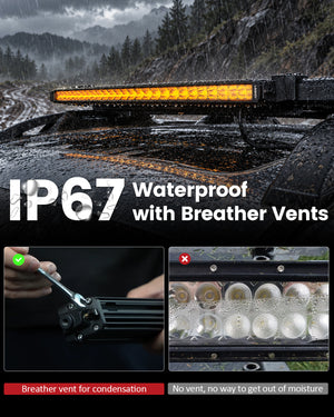 Lasfit 12"/22"/32"/42"/52" Off-Road Slim Single Row Combo Flood Spot Beam LED Amber Light Bars