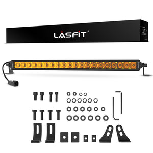 Lasfit 12"/22"/32"/42"/52" Off-Road Slim Single Row Combo Flood Spot Beam LED Amber Light Bars