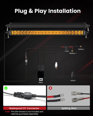 Lasfit 12"/22"/32"/42"/52" Off-Road Slim Single Row Combo Flood Spot Beam LED Amber Light Bars