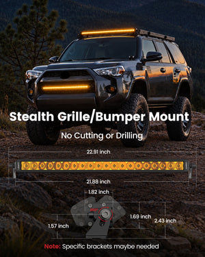 Lasfit 12"/22"/32"/42"/52" Off-Road Slim Single Row Combo Flood Spot Beam LED Amber Light Bars