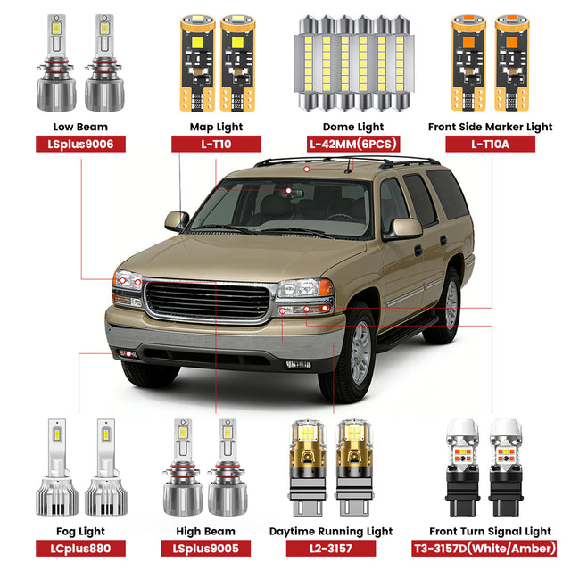 Lasfit led bulbs for 2000-2006 GMC Yukon/ Yukon XL