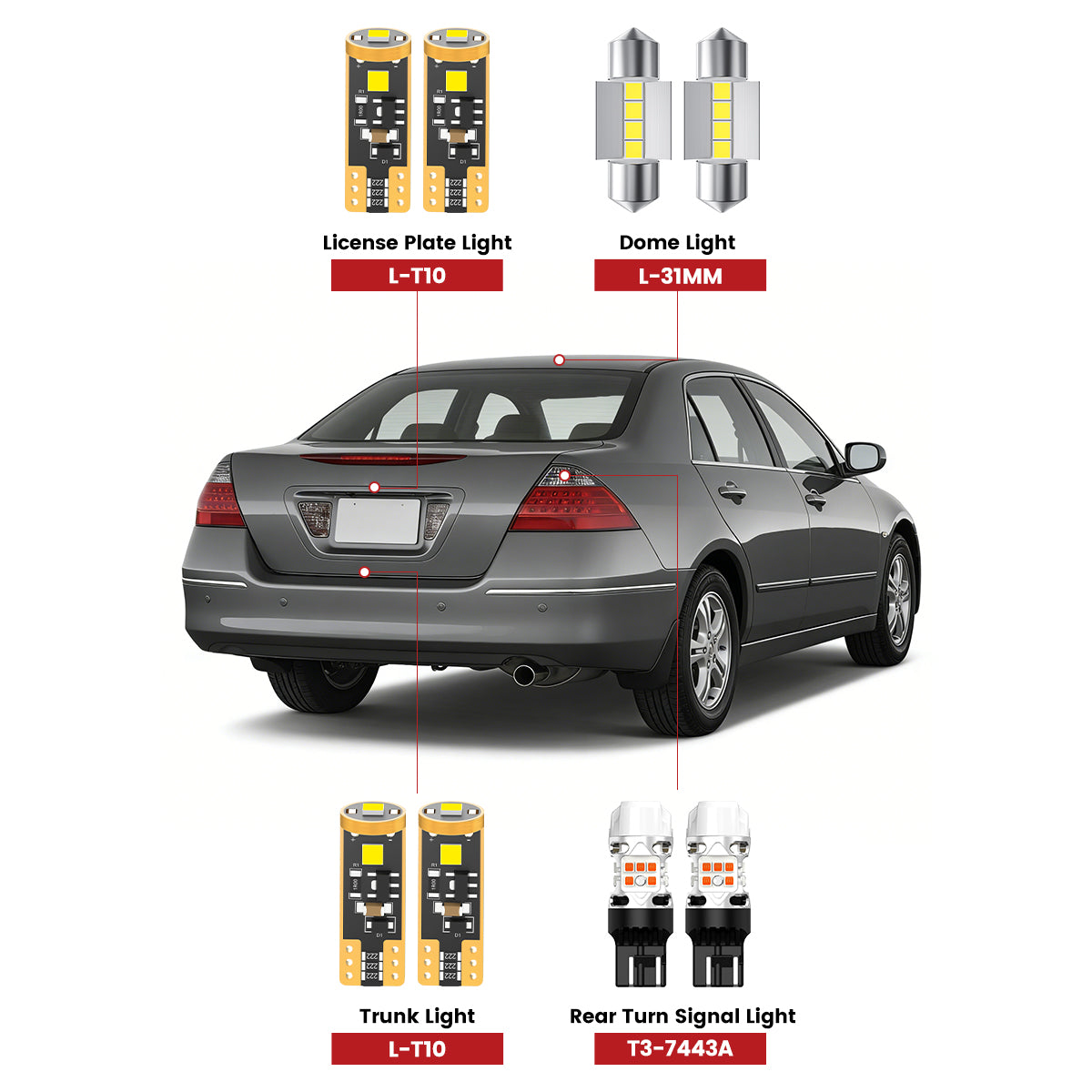 Lasfit rear led bulbs for 2000-2007 Honda Accord  