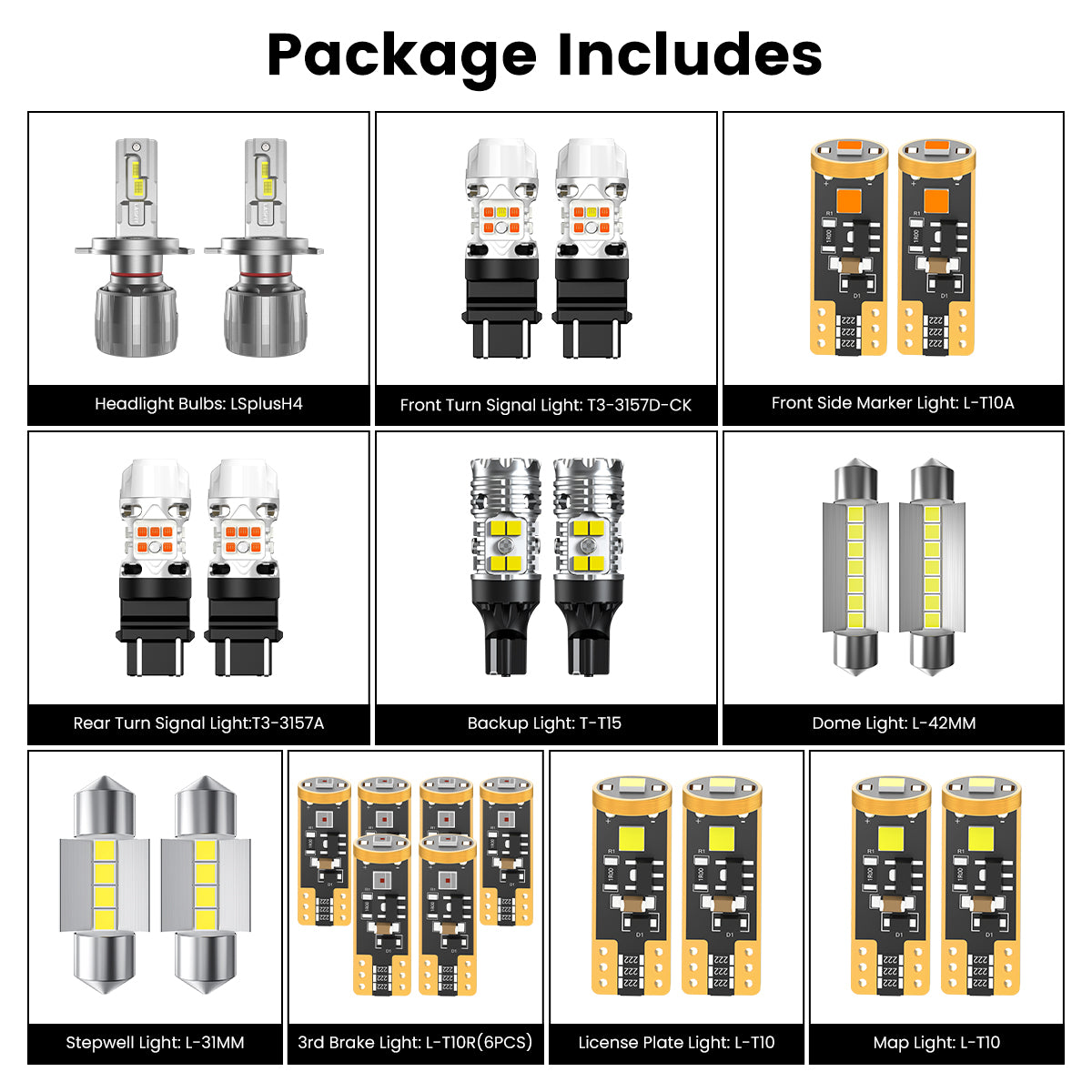 Lasfit combo package led bulbs for 2012-2015 Toyota Tacoma W/o Fog Lights