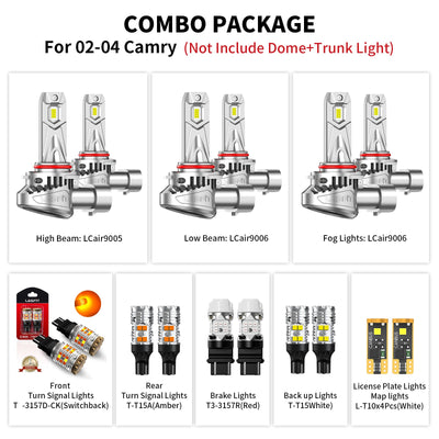 Fit for Toyota Camry 2002-2006 LED Bulbs Exterior Interior Light Bulbs Plug n Play