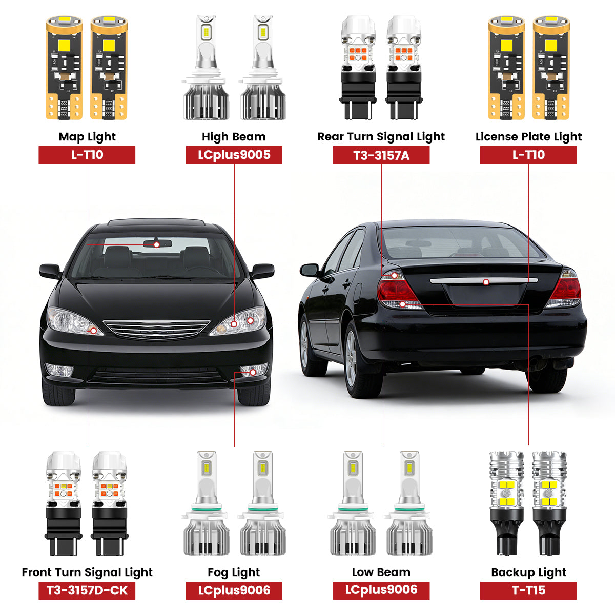 【camry】3点セット 2002-2006 Toyota Camry LED Bulbs | Lasfit