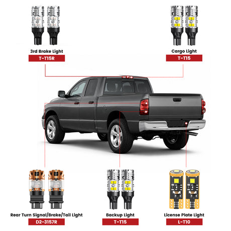 Lasfit led bulbs for 2002-2008 Ram 1500