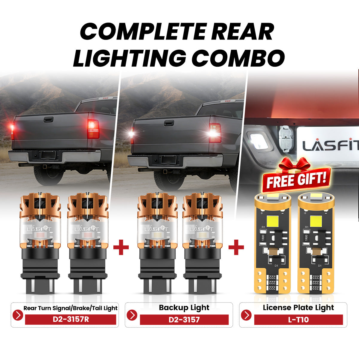 Lasfit led rear turn signal/brake/tail light & back light & license plate light fit for 2004-2008 Ford F-150