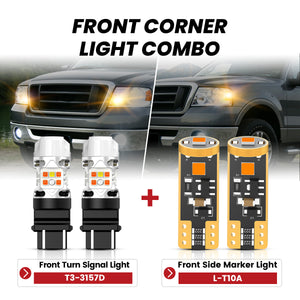 Lasfit led front turn signal lights & front side makrker light fit for 2004-2008 Ford F-150