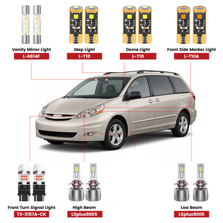 Lasfit led bulbs for 2004-2010 Toyota Sienna