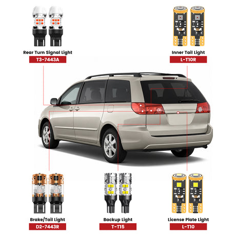 Lasfit led bulbs for 2004-2010 Toyota Sienna