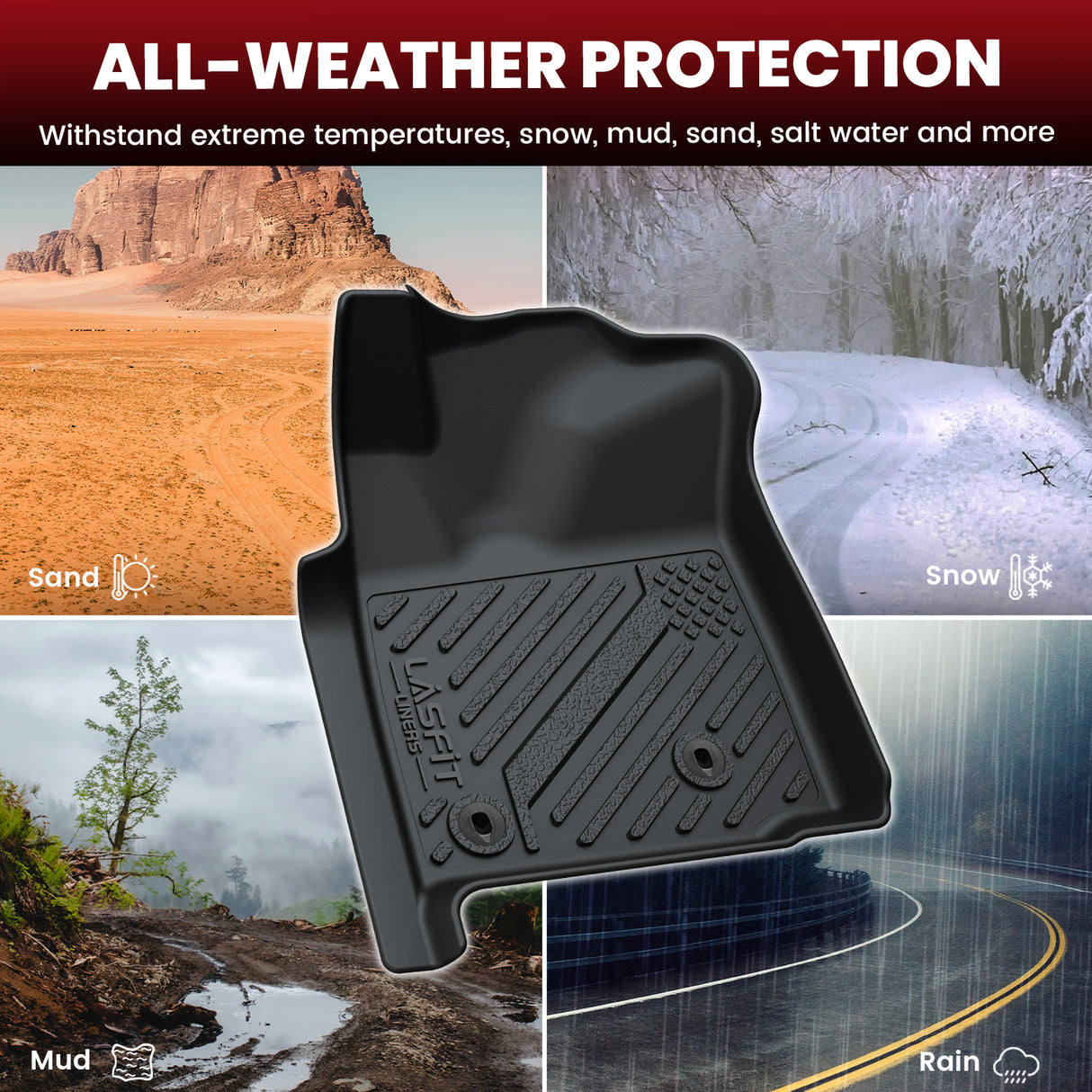 Fit for 2005-2011 Toyota Tacoma Floor Mats, Fit Access Cab & Auto Tran Only, Fit Second Row Optional With Center Storage Box