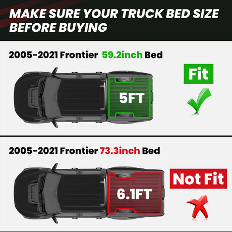 2005-2021 Nissan Frontier 5FT Truck Bed Mat Bed Size