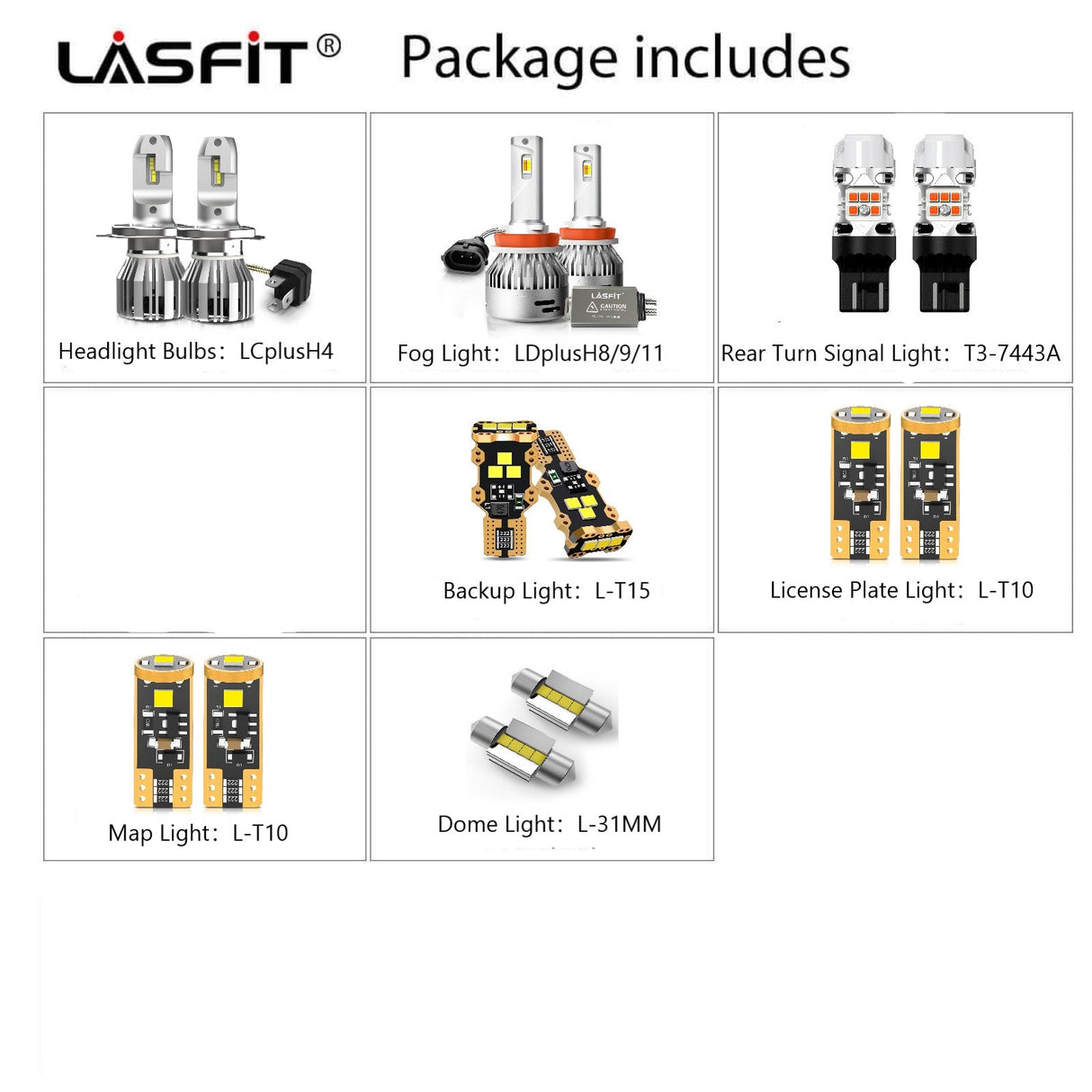Lasfit combo package led bulbs for 2006-2011 Toyota Yaris  