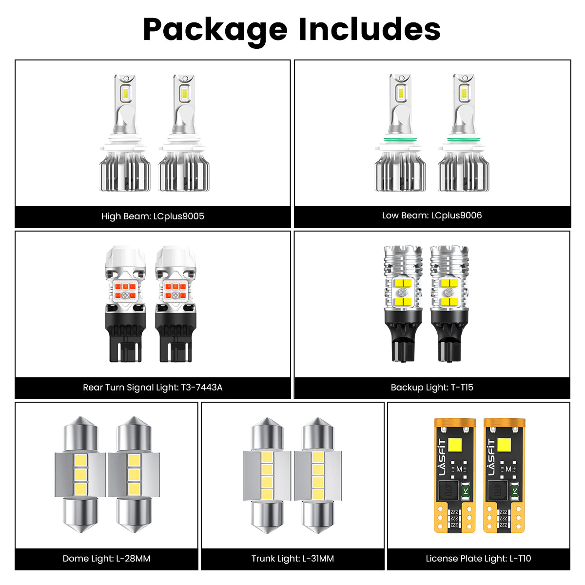 Lasfit combo package led bulbs for 2006-2012 Toyota RAV4 W/o Fog Lights