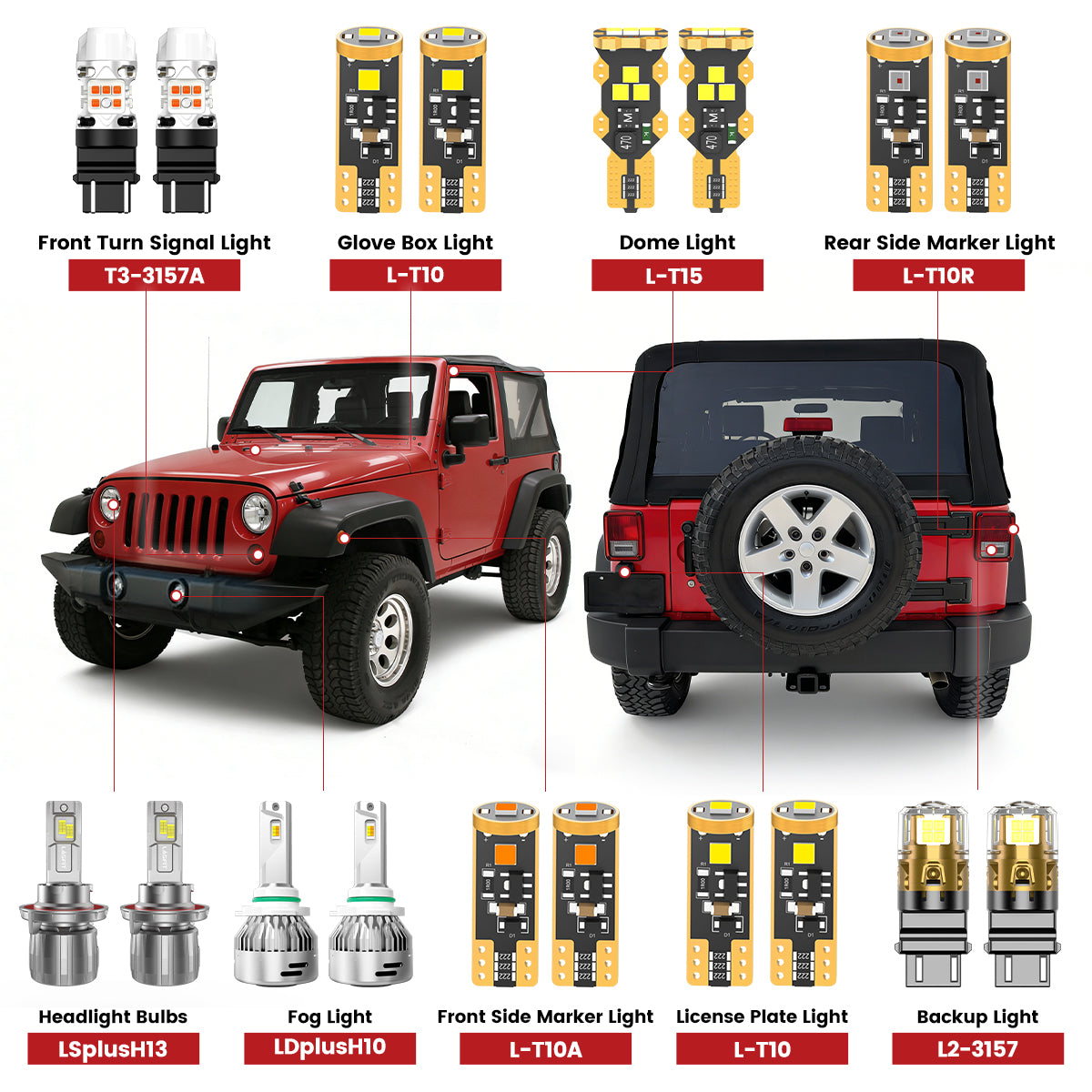 Lasfit led bulbs for 2007-2009 Jeep Wrangler  