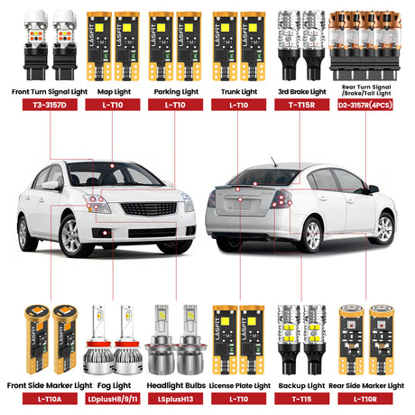 Lasfit led bulbs for 2007-2009 Nissan Sentra