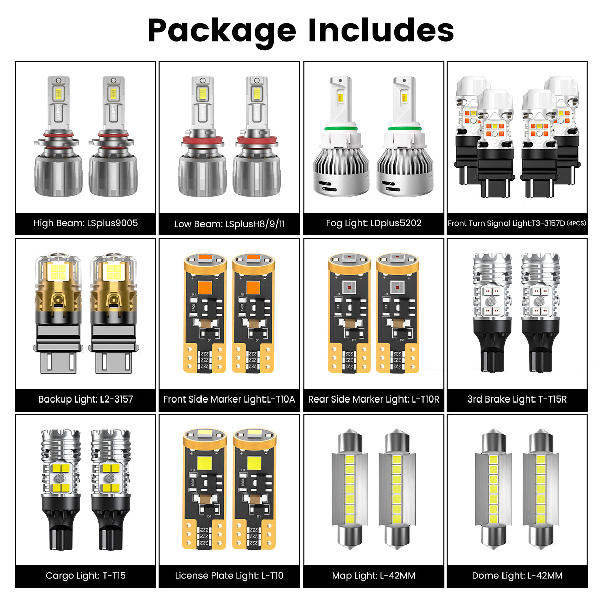 Lasfit combo package led bulbs for 2007-2013 GMC Sierra 1500 W/ Fog Lights