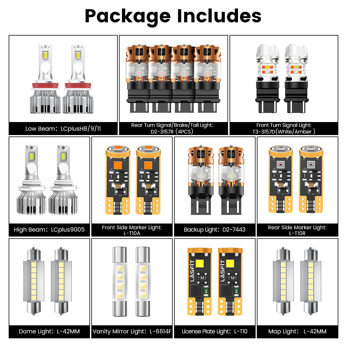 Lasfit combo package led bulbs for 2007-2014 Chevrolet Tahoe LS