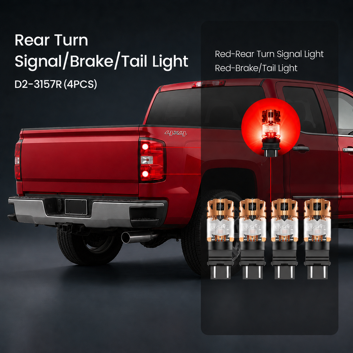 Fit for 2007-2026 Chevrolet Silverado 2500HD 3500HD LED Rear Turn Signal / Brake / Tail Light Bulbs