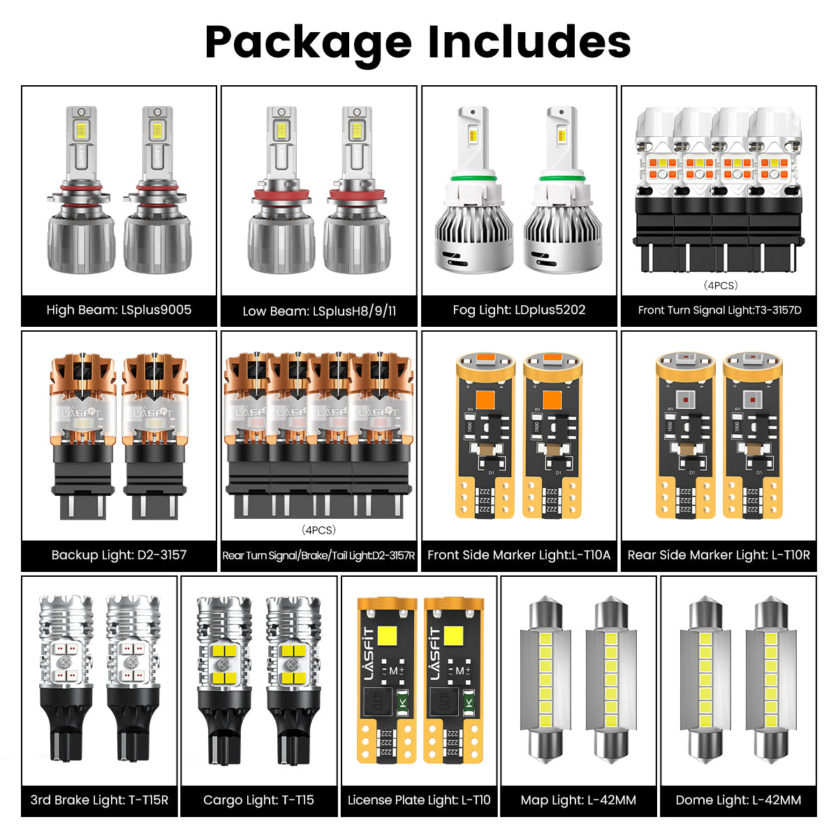 Lasfit combo package led bulbs for 2007-2014 GMC Sierra 2500 3500 W/ Fog Lights