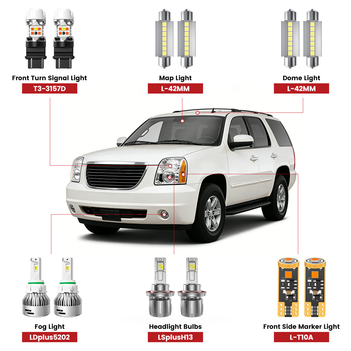 Lasfit led bulbs for 2007-2014 GMC Yukon