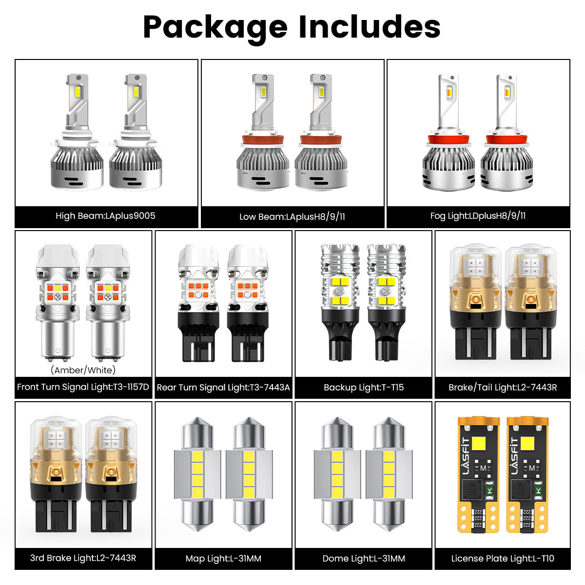 Lasfit combo package led bulbs for 2008-2012 Honda Accord Coupe W/ Fog Lights