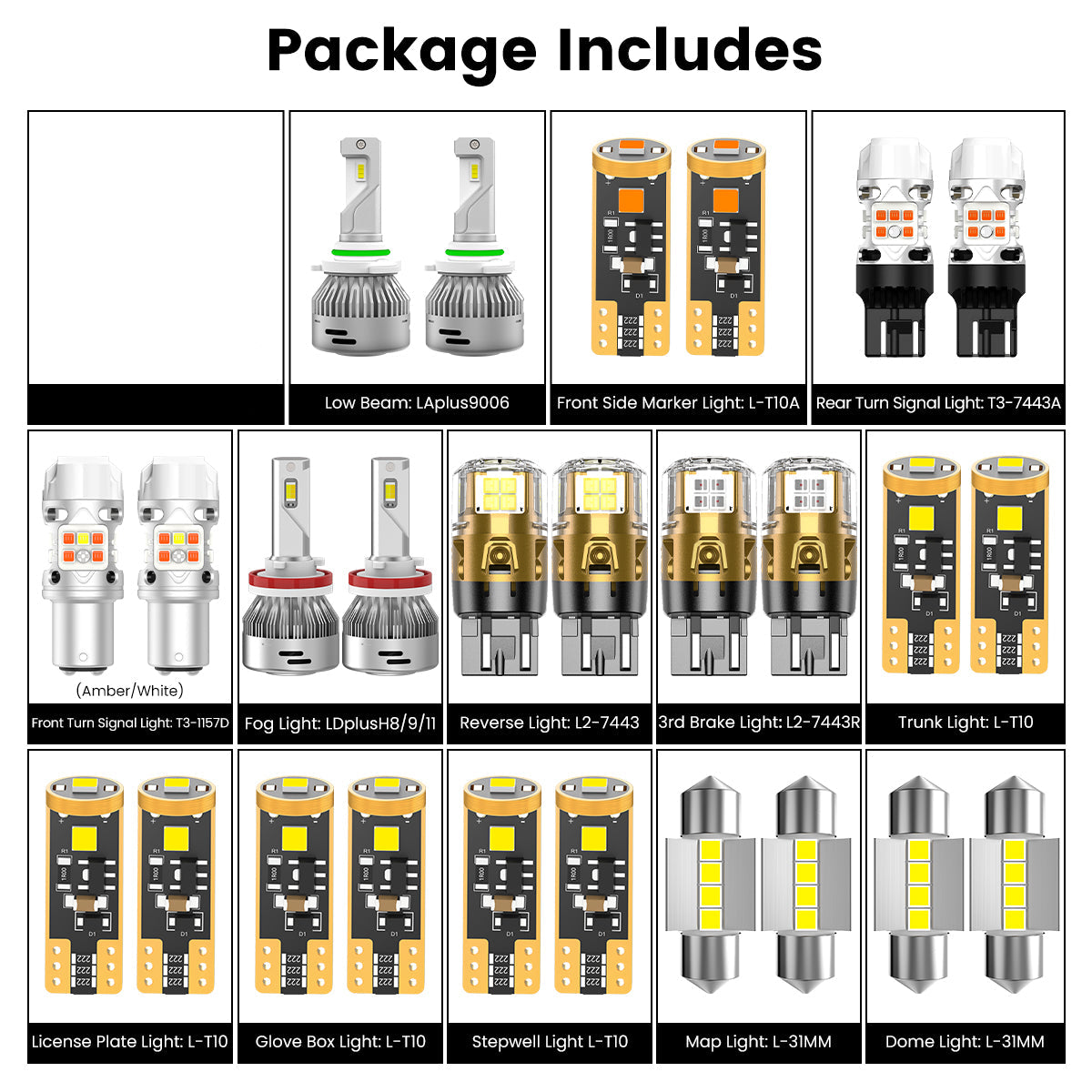 Lasfit combo package led bulbs for 2008-2012 Honda Accord  EX V-6/EX-L V-6