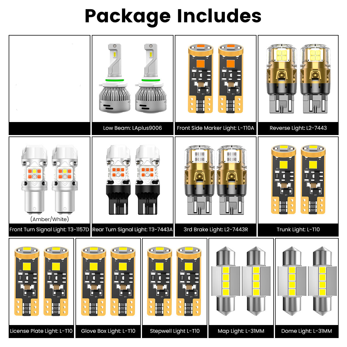 Lasfit combo package led bulbs for 2008-2012 Honda Accord  LX/LX-P/SE/EX/EX-L