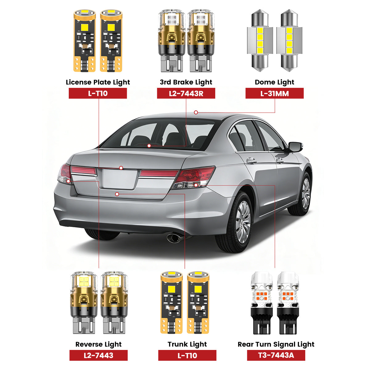 Lasfit led bulbs for 2008-2012 Honda Accord  02