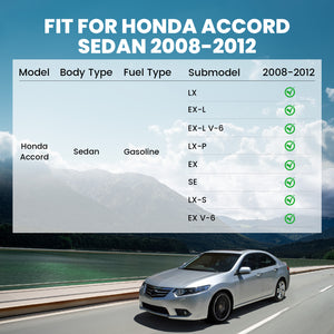 Fit for 2008-2012 Honda Accord 1st & 2nd Row Floor Mats or Cargo Mat, Only fit Sedan not fit Coupe