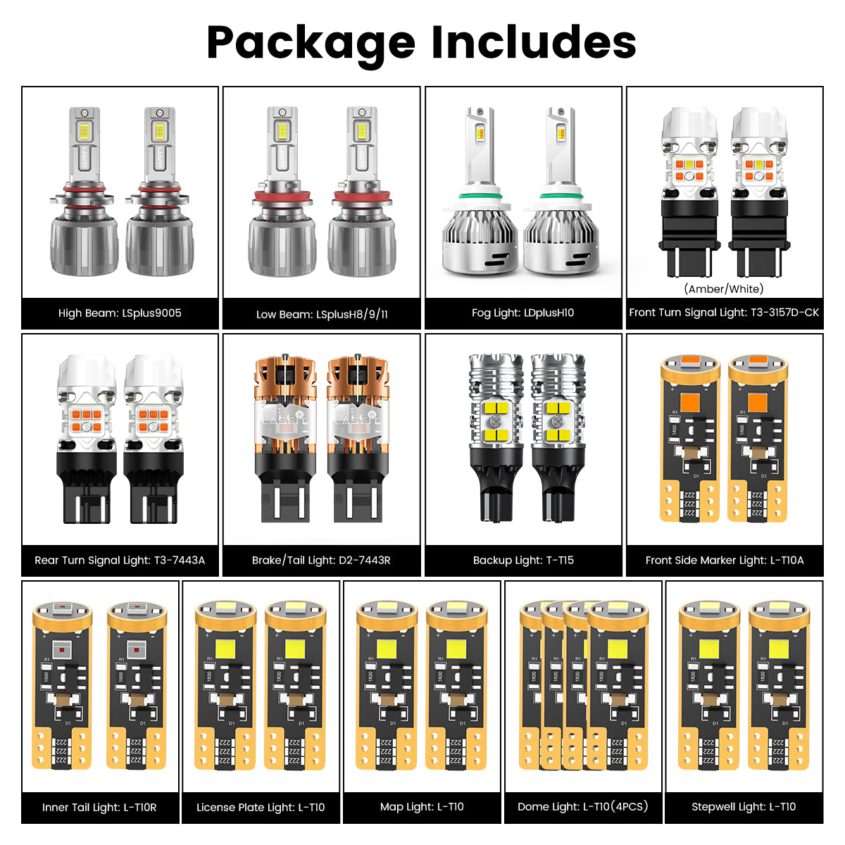 Lasfit combo package led bulbs for 2008-2017 Toyota Sequoia W/ fog lights