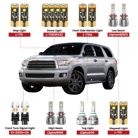Lasfit front led bulbs for 2008-2017 Toyota Sequoia