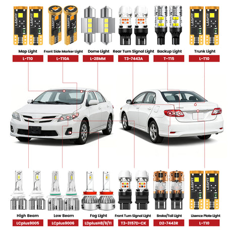 Lasfit led bulbs for 2009-2013 Toyota Corolla