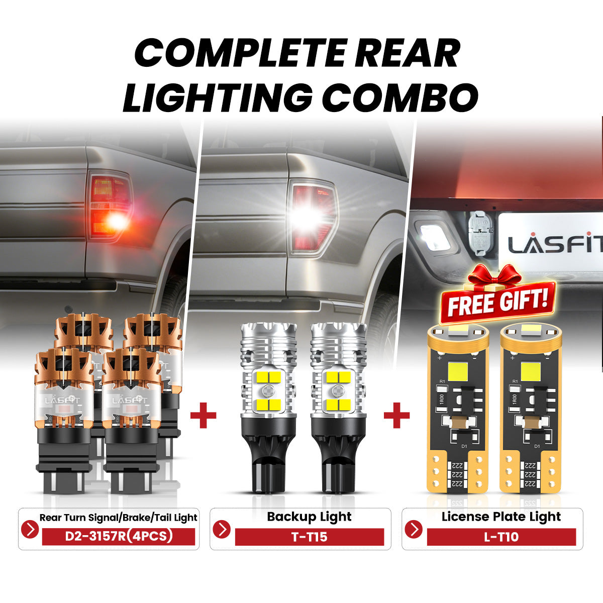 Lasfit led rear turn signal/brake/tail light & front backup light & license plate light fit for 2009-2014 Ford F-150