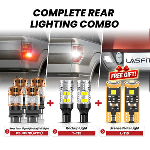 Lasfit led rear turn signal/brake/tail light & front backup light & license plate light fit for 2009-2014 Ford F-150