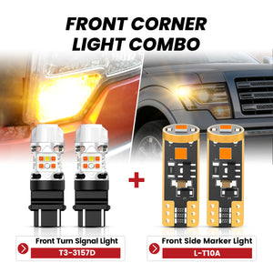 Lasfit led front turn signal lights & front side marker light fit for 2009-2014 Ford F-150