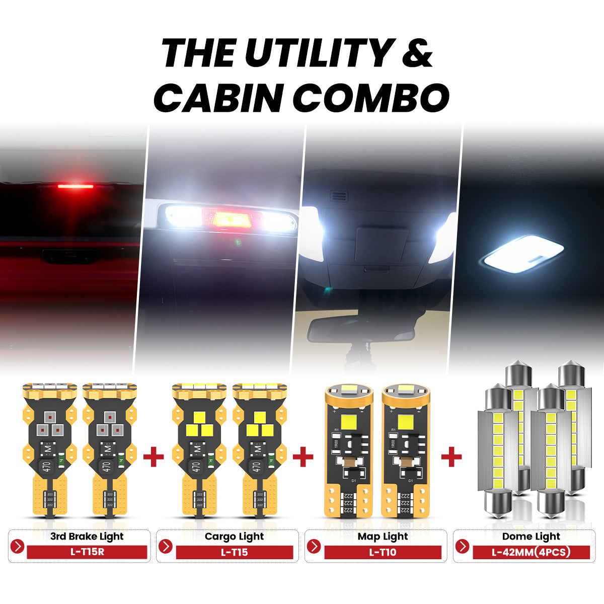 Lasfit led 3rd brake light & cargo light & map light & dome light fit for 2009-2014 Ford F-150