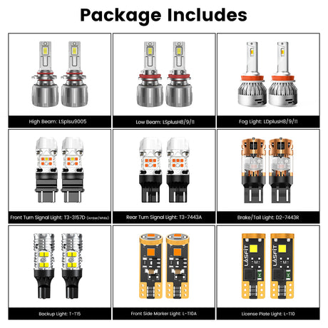 Lasfit combo package led bulbs for 2009-2015 Toyota Venza W/ Halogen Headlights