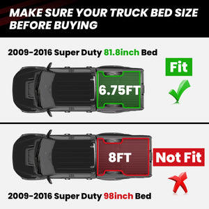 2009-2016 Ford F-250 F-350 F-450 6.75FT(81") Truck Bed Mat Fitment