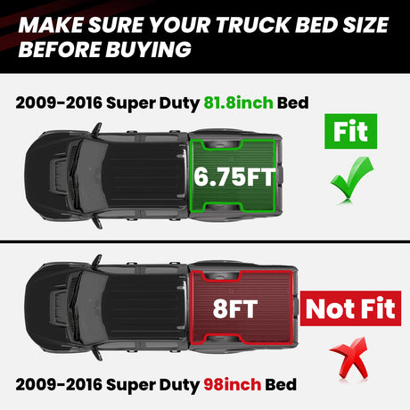 2009-2016 Ford F-250 F-350 F-450 6.75FT(81") Truck Bed Mat Fitment