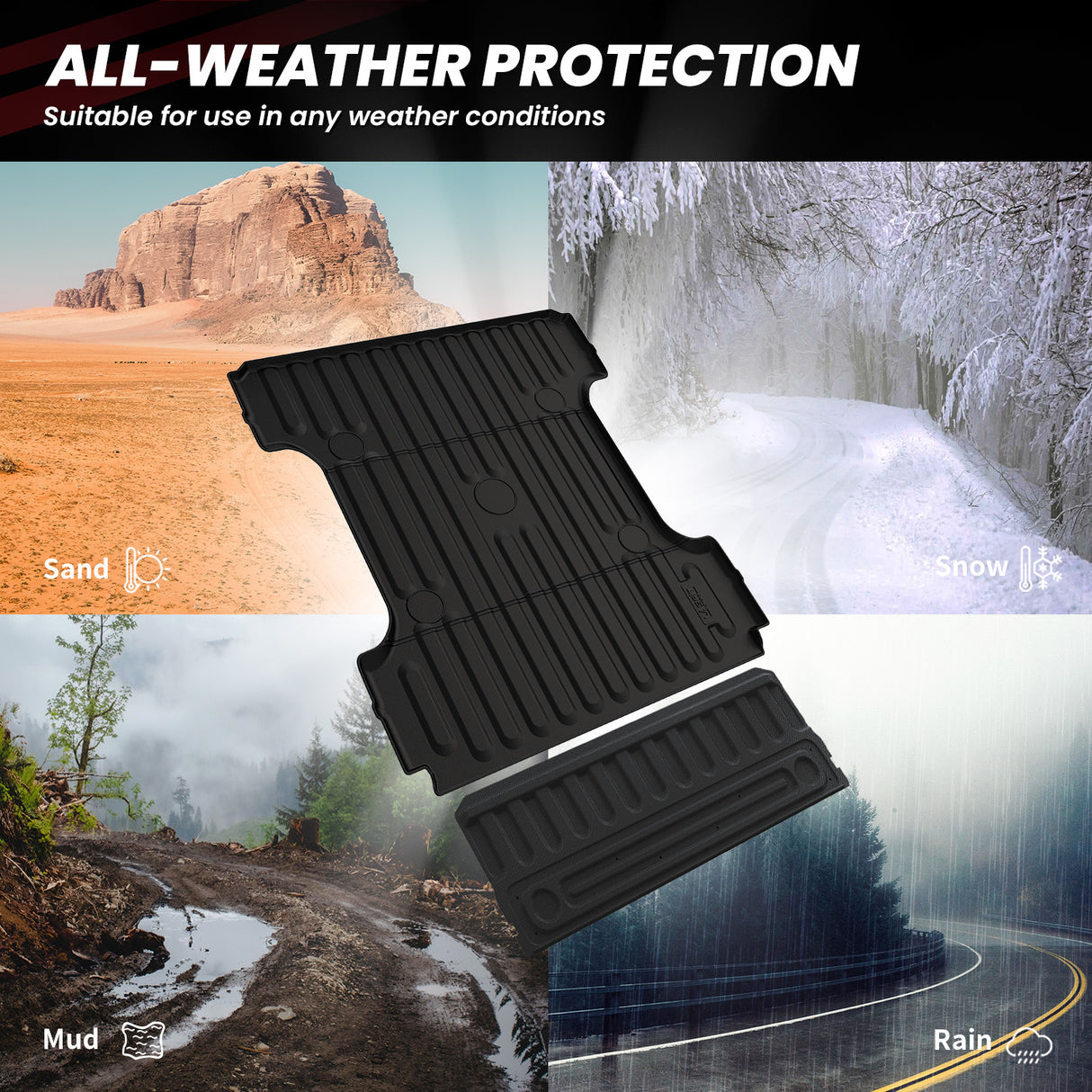 Fit for Ram 1500 Heavy Duty Truck Bed Mat or Tailgate Mat All Weather Protection