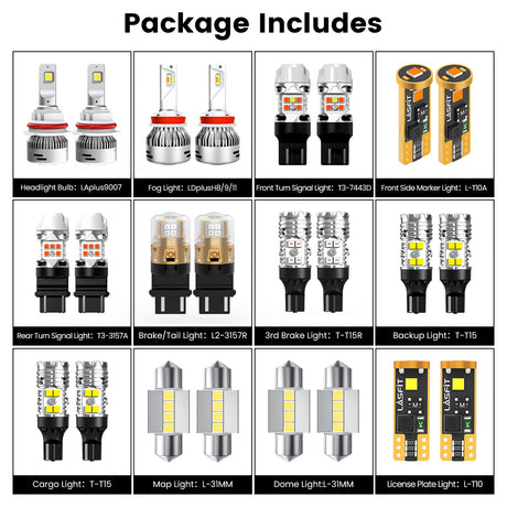 Lasfit combo package led bulbs for 2009-2021 nissan frontier DR/Pro-4X/SL